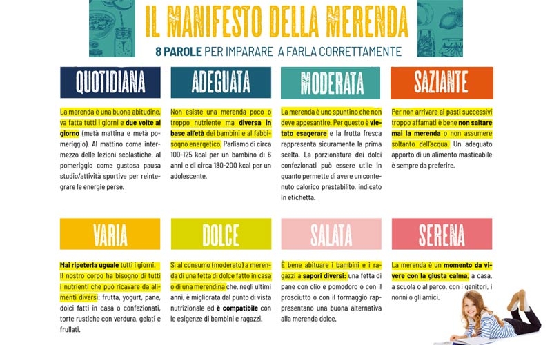 manifesto della merenda per bambini e ragazzi